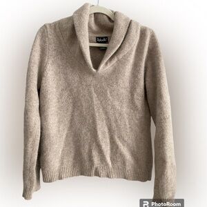 Rafaella Angora Rabbit Hair Lambswool Oatmeal Large Cowl Neck Sweater Size L